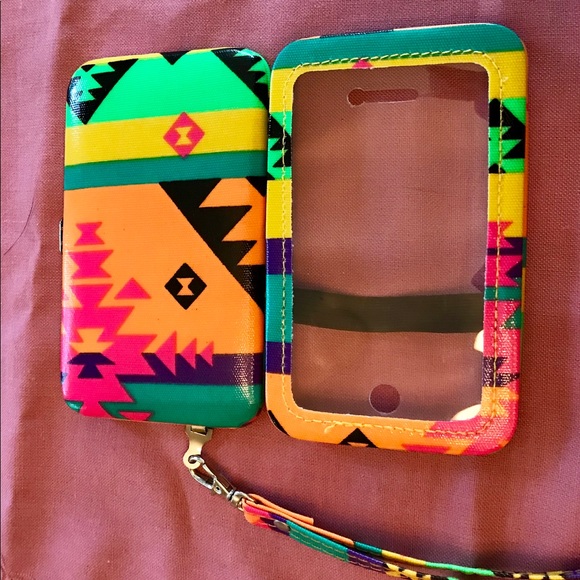 Multi Colored Cell Phone Wallet w/Wrist Strap - Picture 3 of 6